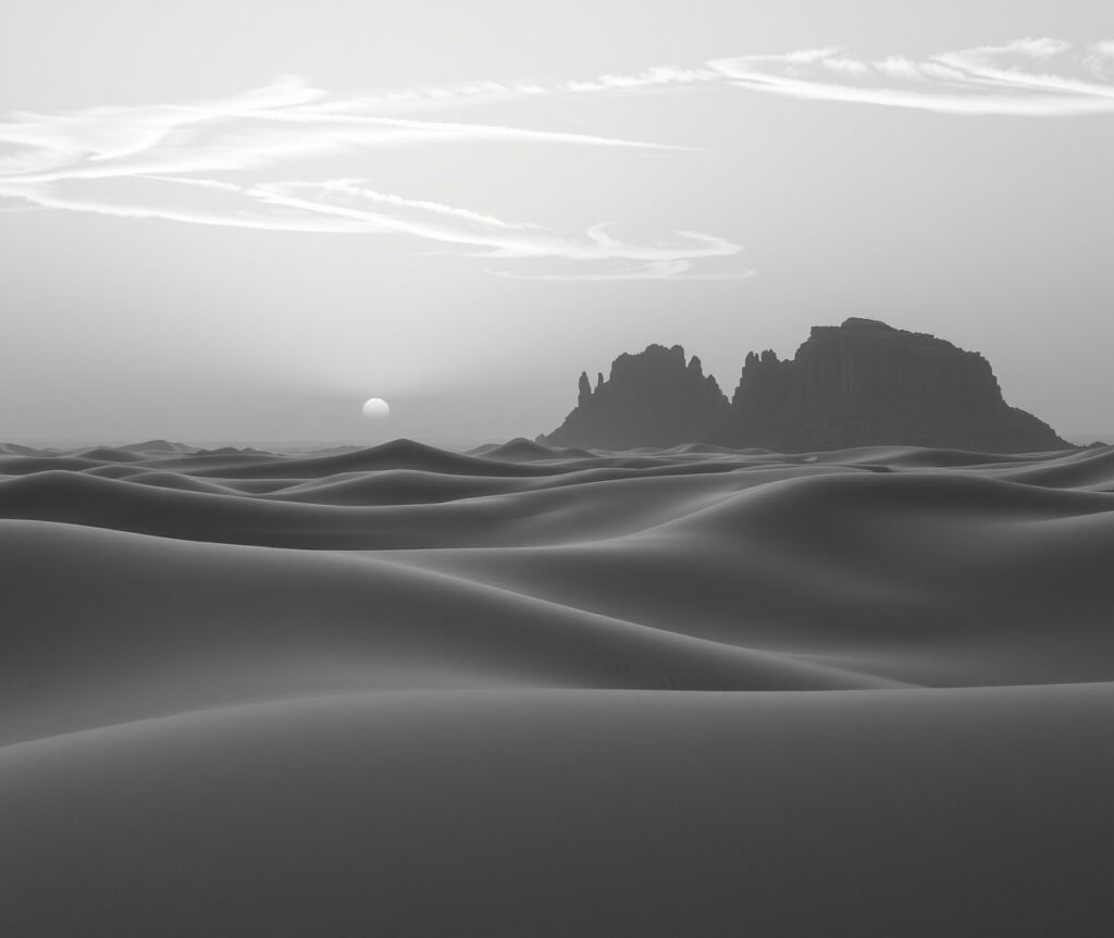 Shades of Grey in a Desert Landscape – free AI stock image