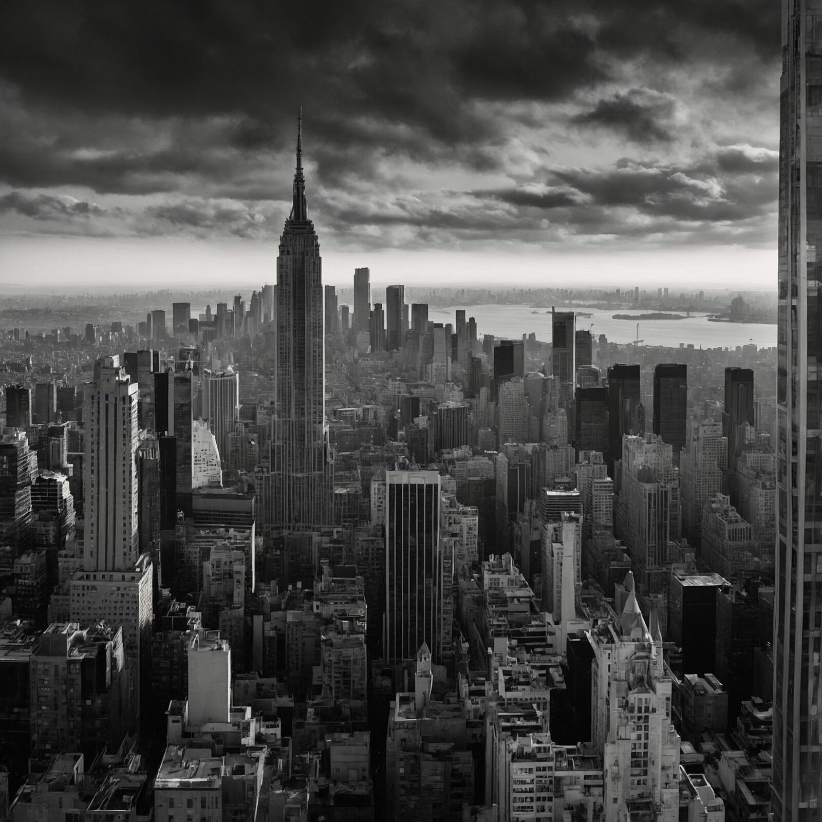 shadows and light in a monochrome cityscape
