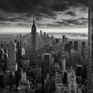 Shadows and Light in a Monochrome Cityscape – free AI stock image