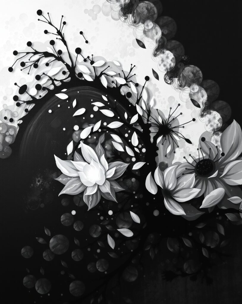 Shadows and Light in Monochrome Harmony – free AI stock image