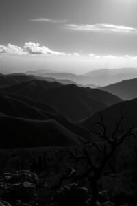 Shadows and Light in Monochrome Landscape – free AI stock image