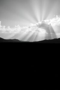 Shadows and Light in Monochrome Landscape – free AI stock image