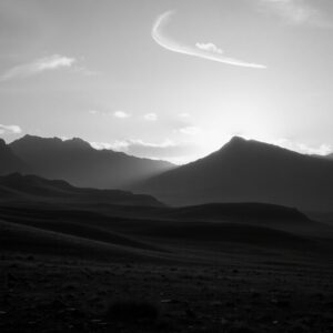 Shadows and Light in Monochrome Landscape – free AI stock image