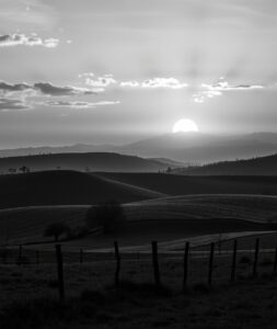 Shadows and Light in Monochrome Landscape – free AI stock image