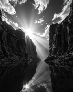 Shadows and Light in Monochrome Landscapes – free AI stock image