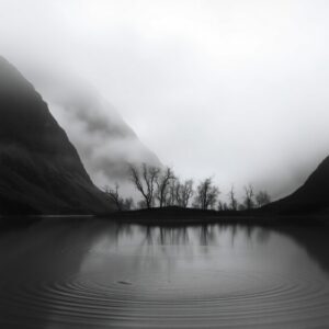 Shadows and Silhouettes in Monochrome Landscape – free AI stock image