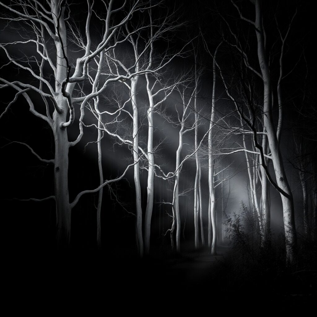 Shadows of a Monochrome Forest – free AI stock image