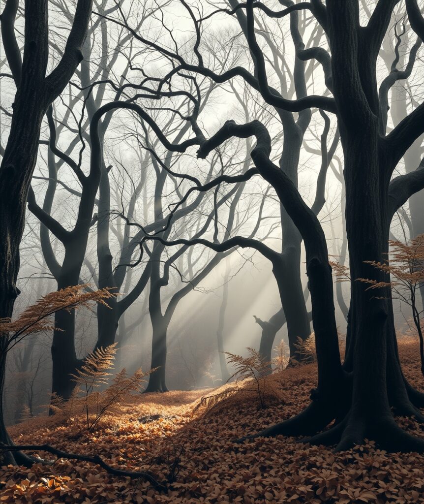 Shadows of a Monochrome Forest – free AI stock image