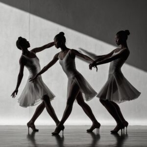 Shadows of Dancers in Monochrome – free AI stock image