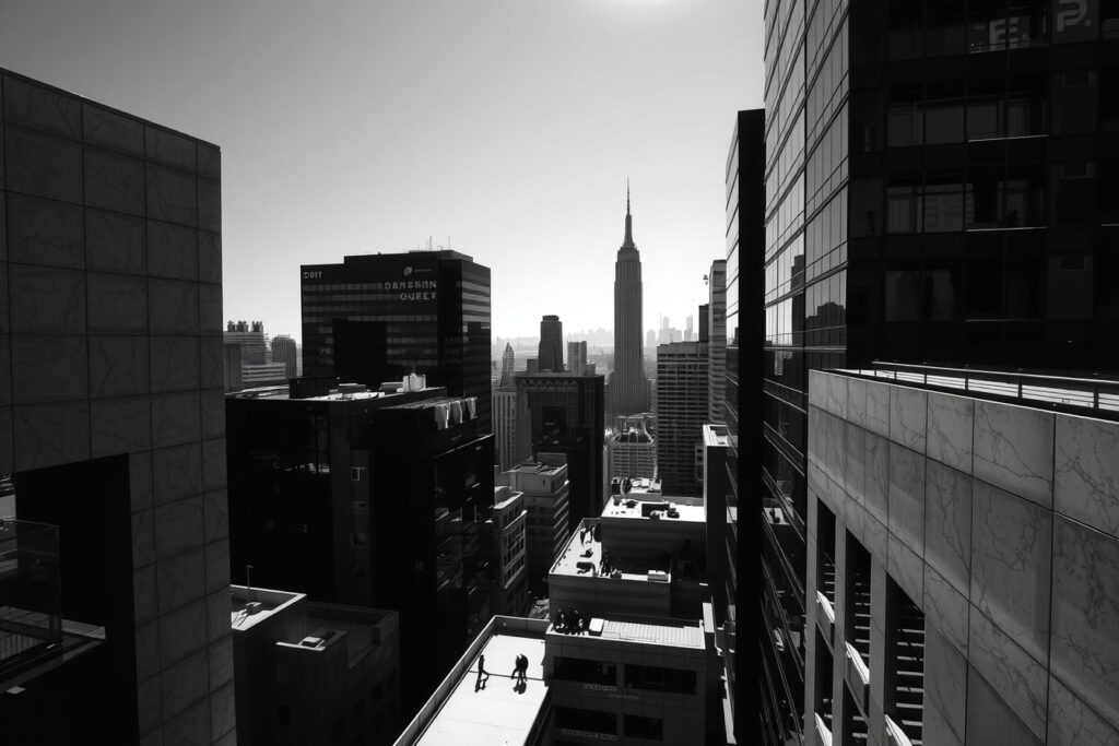Shadows of Monochrome Architecture – free AI stock image