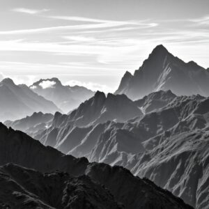 Shadows of Monochrome Mountains – free AI stock image