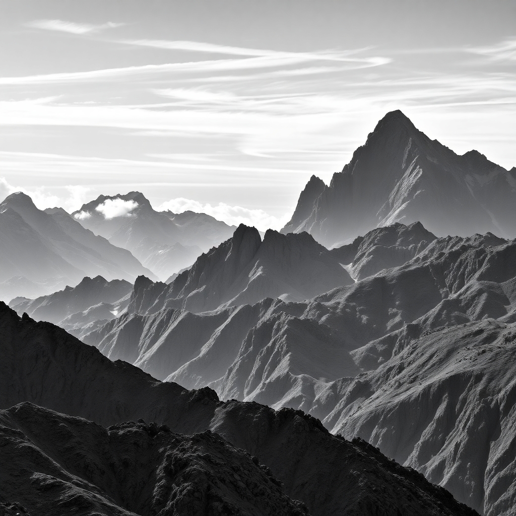 Shadows of Monochrome Mountains – free AI stock image