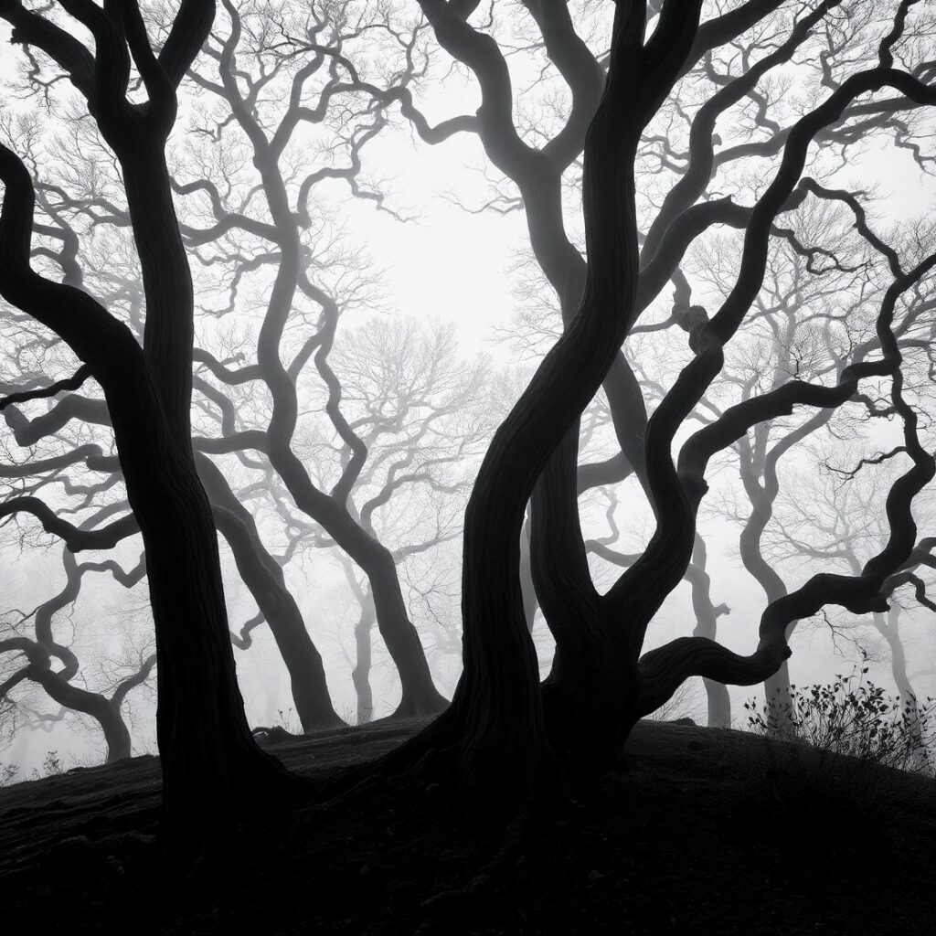 Shadows of Nature in Monochrome Stillness – free AI stock image