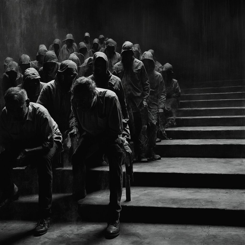 Shadows of Silhouettes in Monochrome – free AI stock image