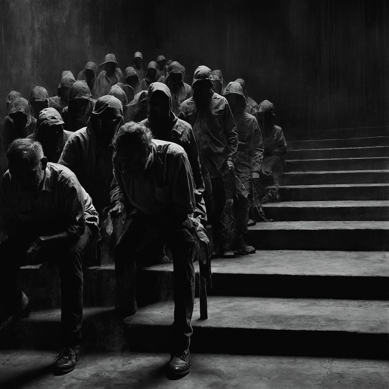 shadows of silhouettes in monochrome