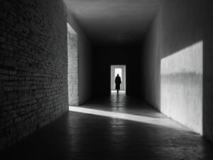 Shadows of Solitude in Monochrome – free AI stock image