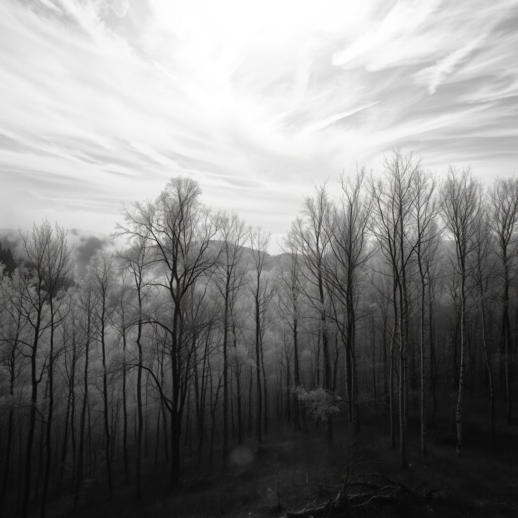 Silent Elegance of Monochrome Nature – free AI stock image