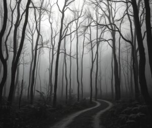 Silent Forest in Monochrome Serenity – free AI stock image
