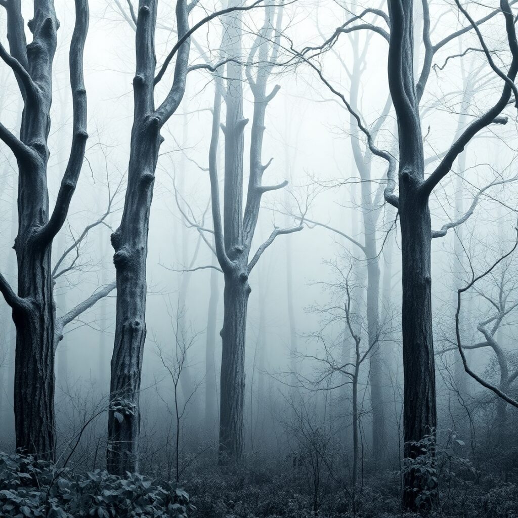 Silent Forest in Shades of Gray – free AI stock image
