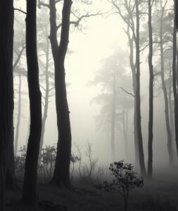 Silent Forest in Shades of Gray – free AI stock image
