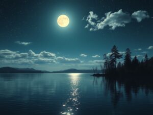 Silent Lake Under a Moonlit Sky – free AI stock image