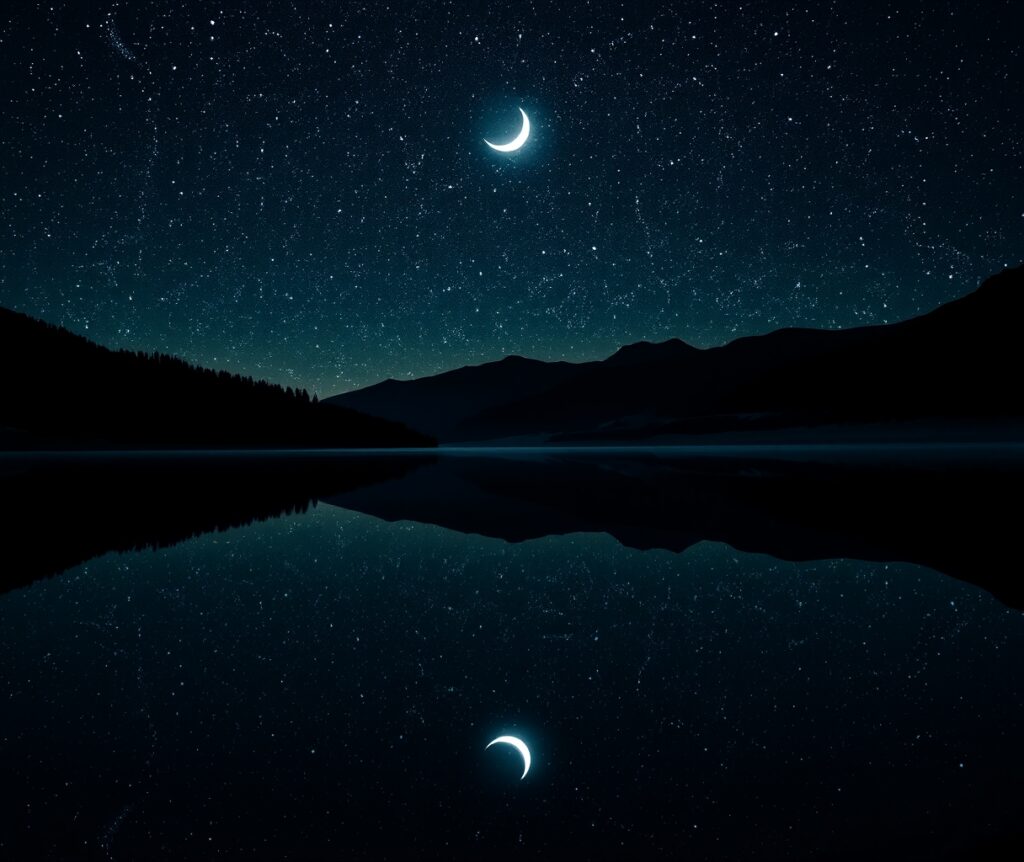 Silent Lake Under a Starry Sky – free AI stock image
