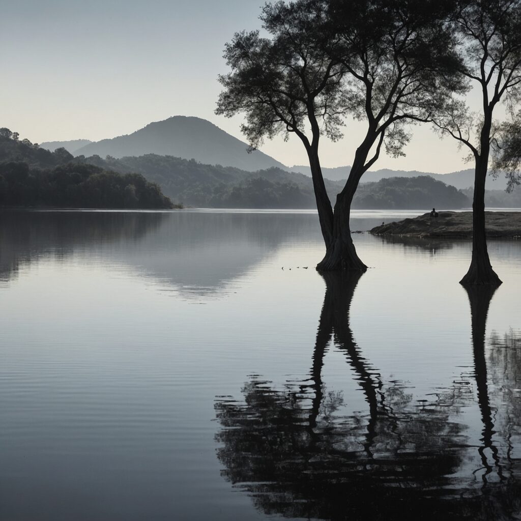 Silent Reflections in Monochrome Serenity – free AI stock image