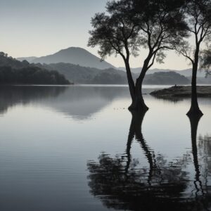 Silent Reflections in Monochrome Serenity – free AI stock image