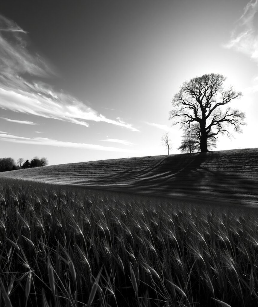 Silent Shadows of Monochrome Landscapes – free AI stock image