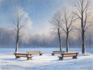 Silent Snowy Gathering in Nature – free AI stock image