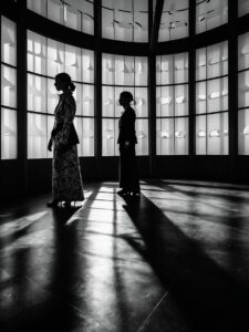 Silhouetted Figures in Monochrome Contrast – free AI stock image
