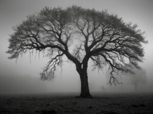 Silhouetted Figures in Monochrome Landscape – free AI stock image