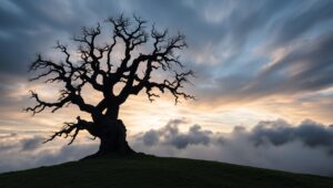 Silhouetted Solitude in Monochrome Rr2 – free AI stock image