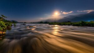 Silky Night River Flow – free AI stock image