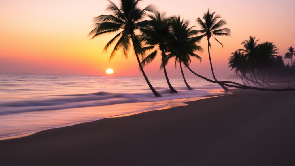 Silky Sunset at the Beach – free AI stock image