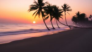 Silky Sunset at the Beach – free AI stock image