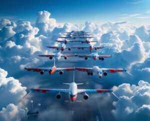 Skyward Collaboration of Ingenious Airplanes – free AI stock image