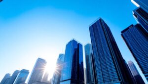 Skyward Glance: Urban Majesty – free AI stock image