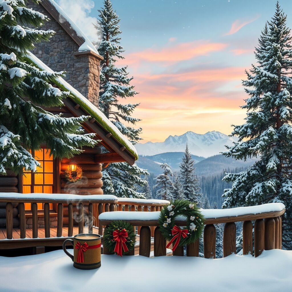 Snowy Cabin Retreat for the Holidays – free AI stock image