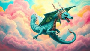 Soaring Origami Dragon in Colorful – free AI stock image