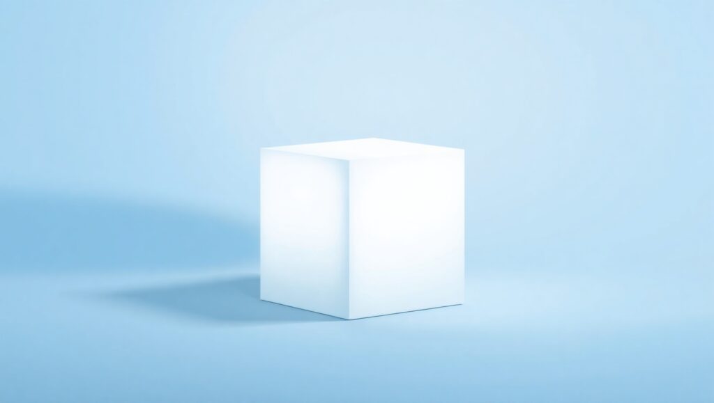 Solitary Cube in Soft Blue – free AI stock image