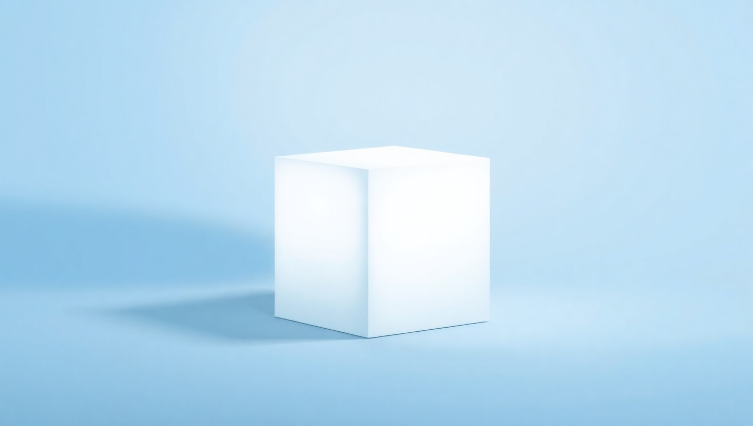 Solitary Cube in Soft Blue – free AI stock image