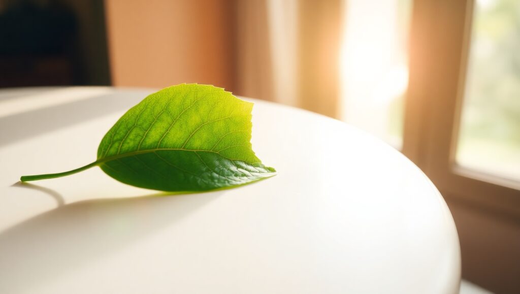 Solitary Green Leaf on White – free AI stock image