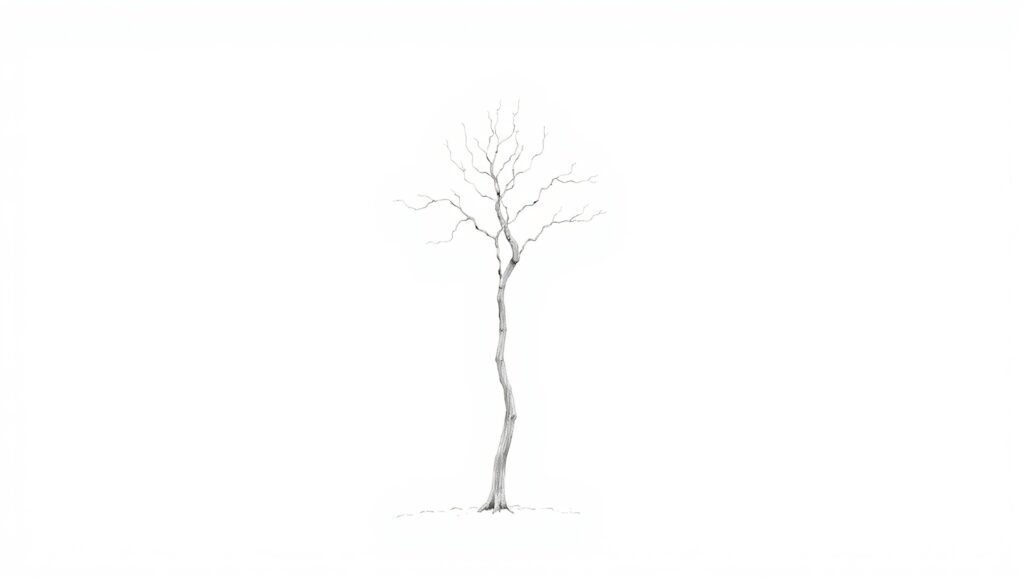 Solitary Tree in Minimalist Style – free AI stock image