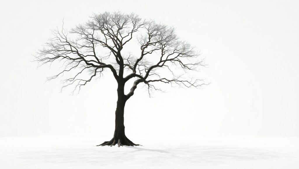 Solitary Tree in Minimalist Style – free AI stock image