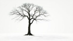 Solitary Tree in Minimalist Style – free AI stock image
