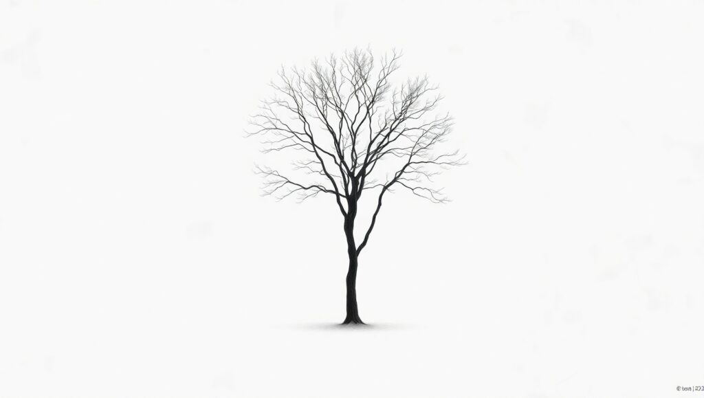 Solitary Tree in Minimalist Style – free AI stock image