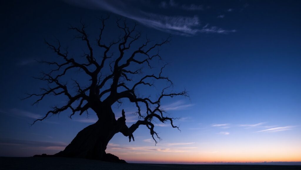 Solitary Tree in Monochrome – free AI stock image