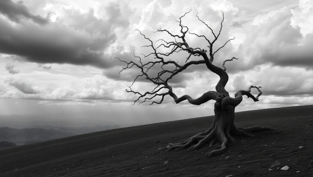 Solitary Tree on a Hill – free AI stock image