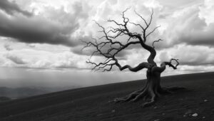 Solitary Tree on a Hill – free AI stock image